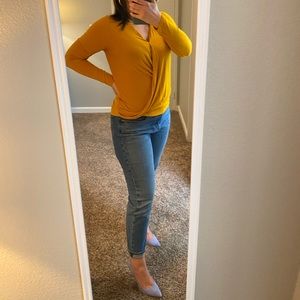 Mustard Faux Wrap Top A New Day Small Target Yellow Spring